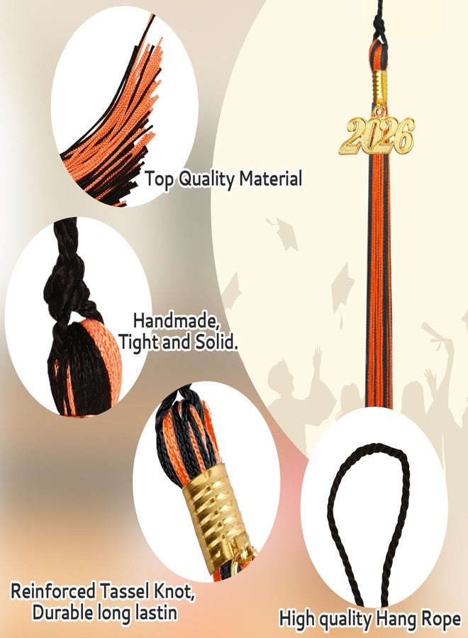 Nelisylux 2026 Tassel Graduation, Black and Orange Graduation Tassel, 2026 Tassel Charms for Graduations Cap Decorations, Tassels Memorial Grad Cords for College High School Graduate Hat Ceremonies Accessories - Image 5